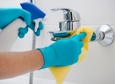 Local Finchley technician treating a stubborn stain in a residential property